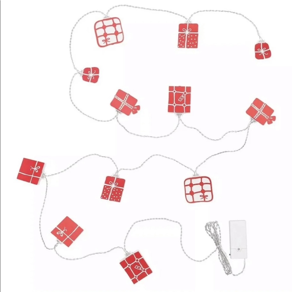 IKEA Decorative LED string light with 12 lights battery operated, metal gift box